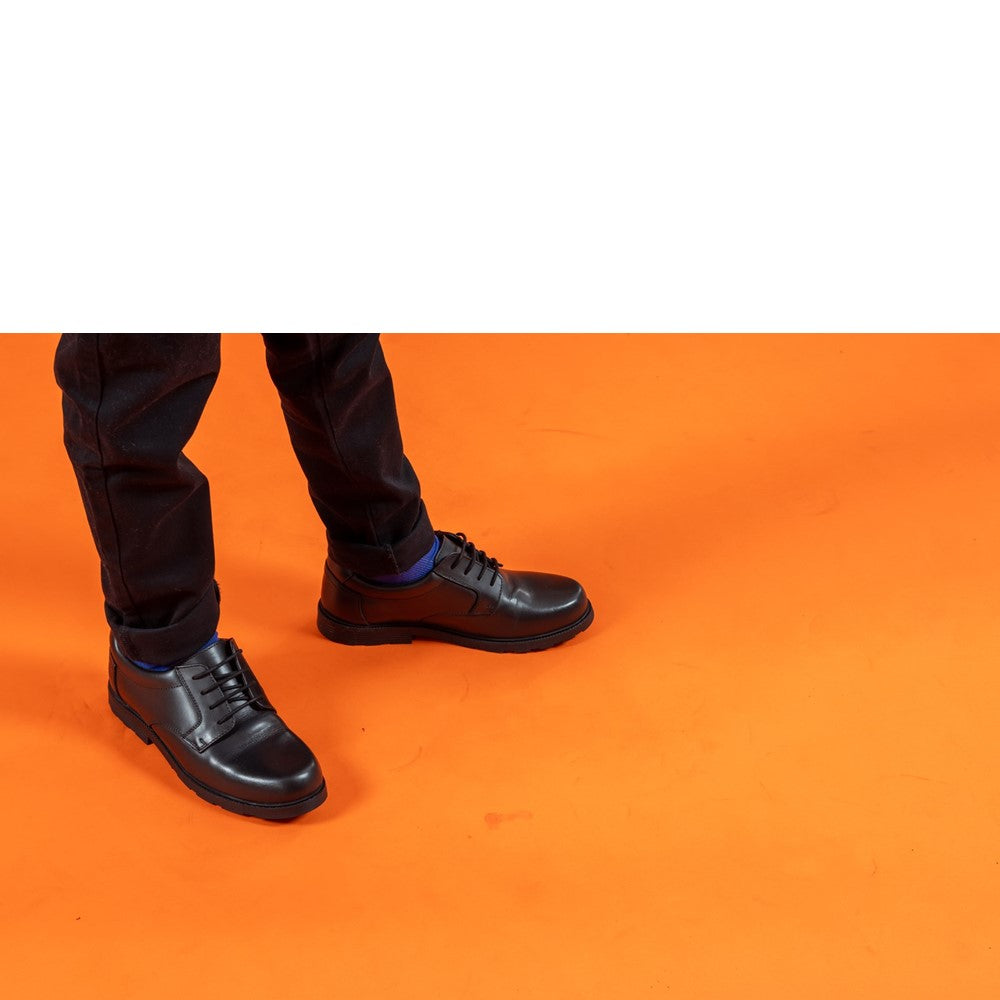 Boys BTS FLFR Black Hush Puppies Oliver SNR Shoe