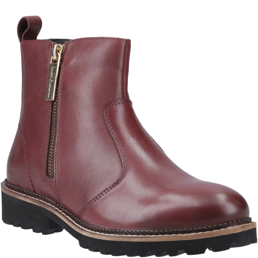 Ladies Ankle Boots Burgundy Hush Puppies Grace Zip Boot