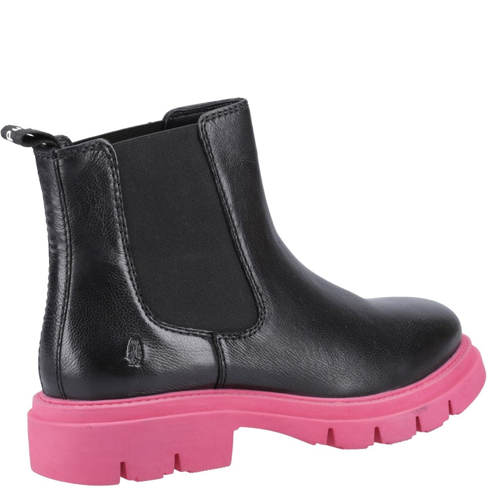 Ladies Ankle Boots Black/Pink Hush Puppies Raya Chelsea Boot