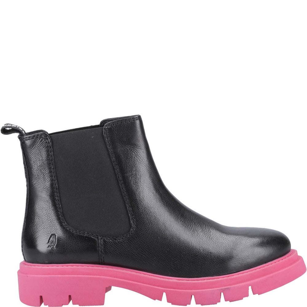 Ladies Ankle Boots Black/Pink Hush Puppies Raya Chelsea Boot