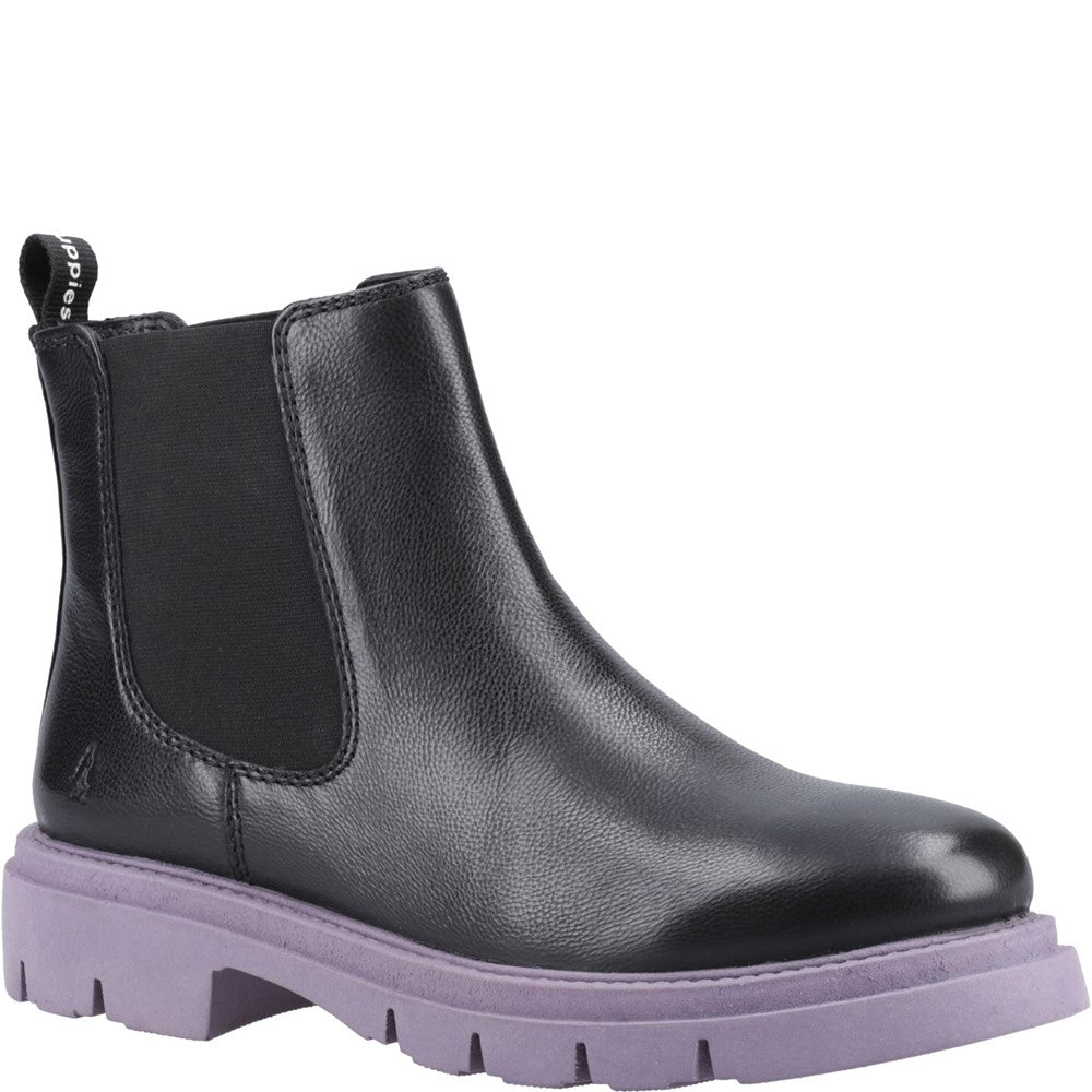Ladies Ankle Boots Black/Purple Hush Puppies Raya Chelsea Boot
