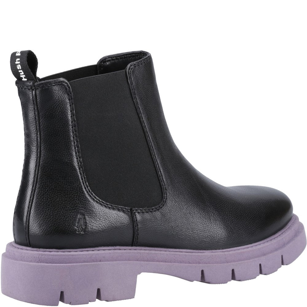 Ladies Ankle Boots Black/Purple Hush Puppies Raya Chelsea Boot