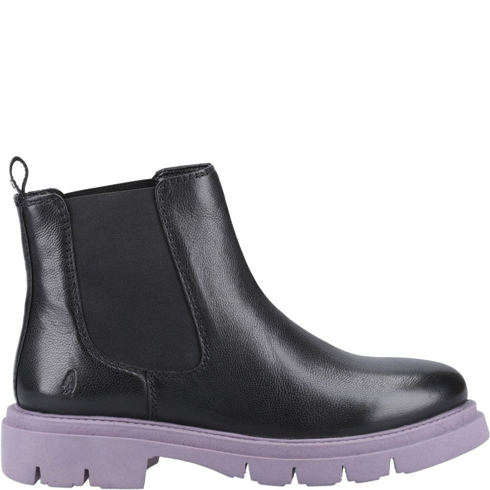Ladies Ankle Boots Black/Purple Hush Puppies Raya Chelsea Boot