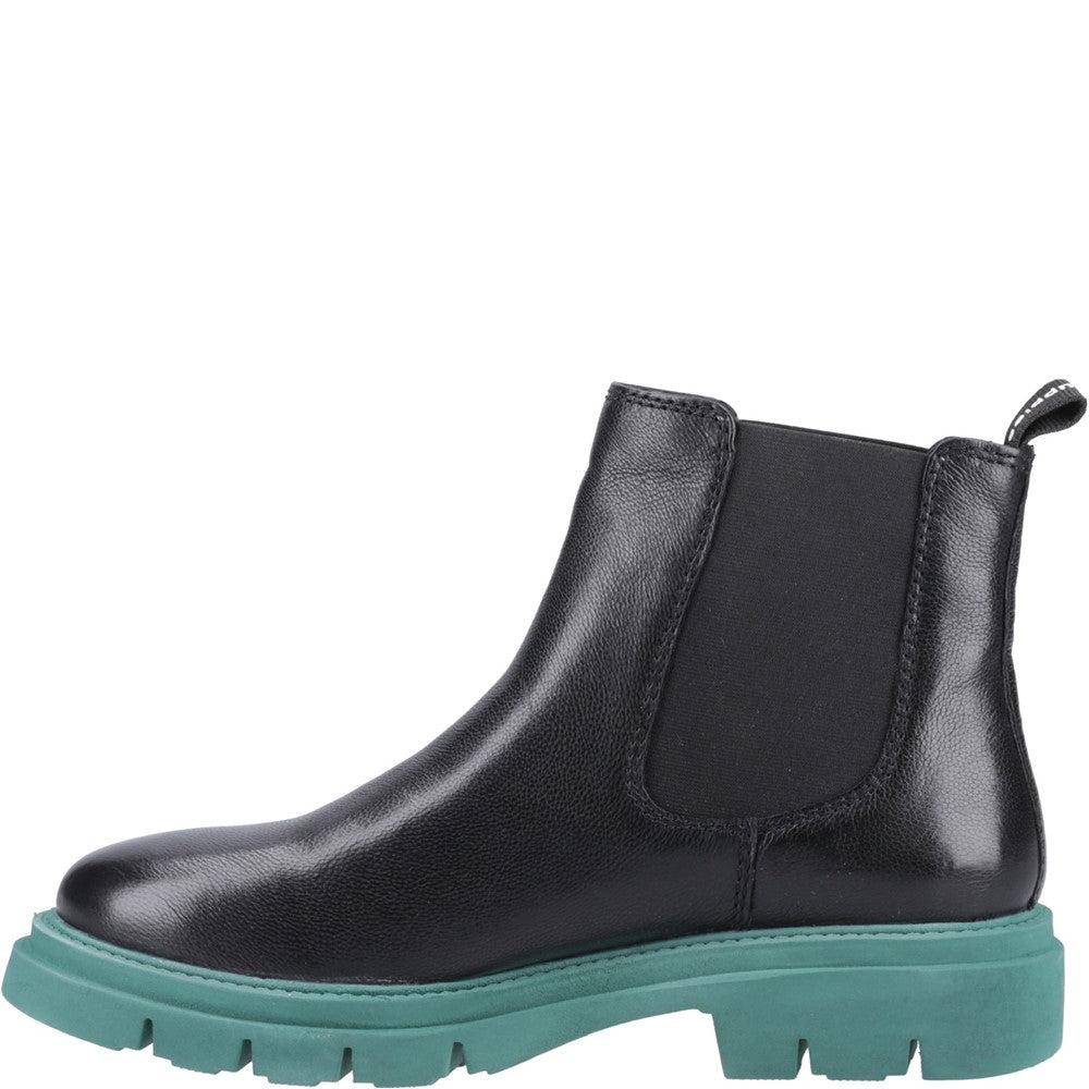 Ladies Ankle Boots Black/Teal Hush Puppies Raya Chelsea Boot