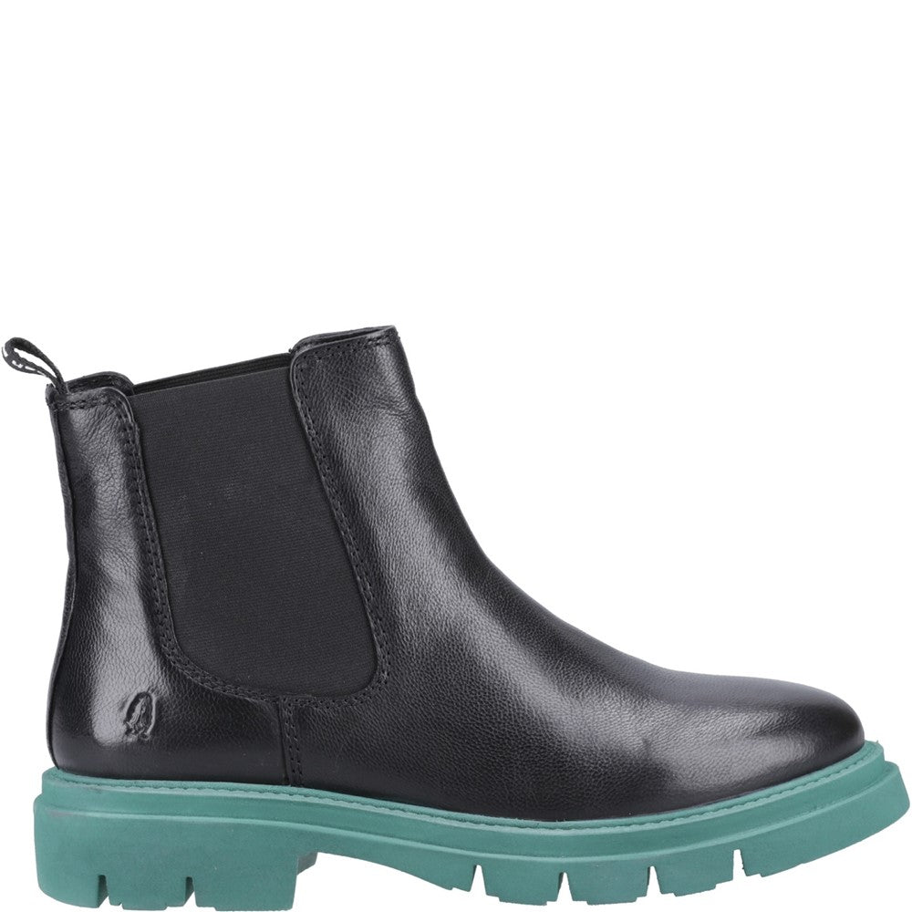 Ladies Ankle Boots Black/Teal Hush Puppies Raya Chelsea Boot