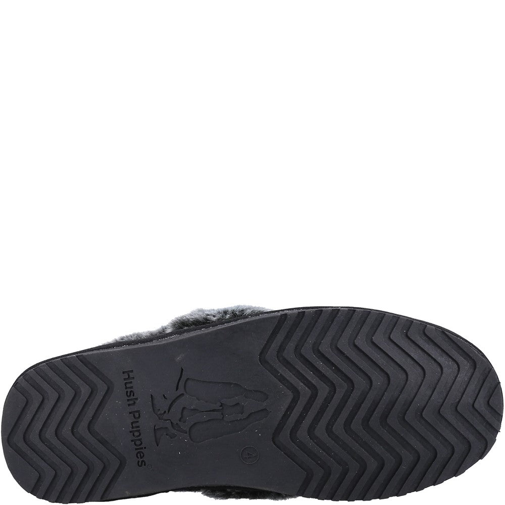 Classic Ladies Slippers Black Hush Puppies Ariel Slipper