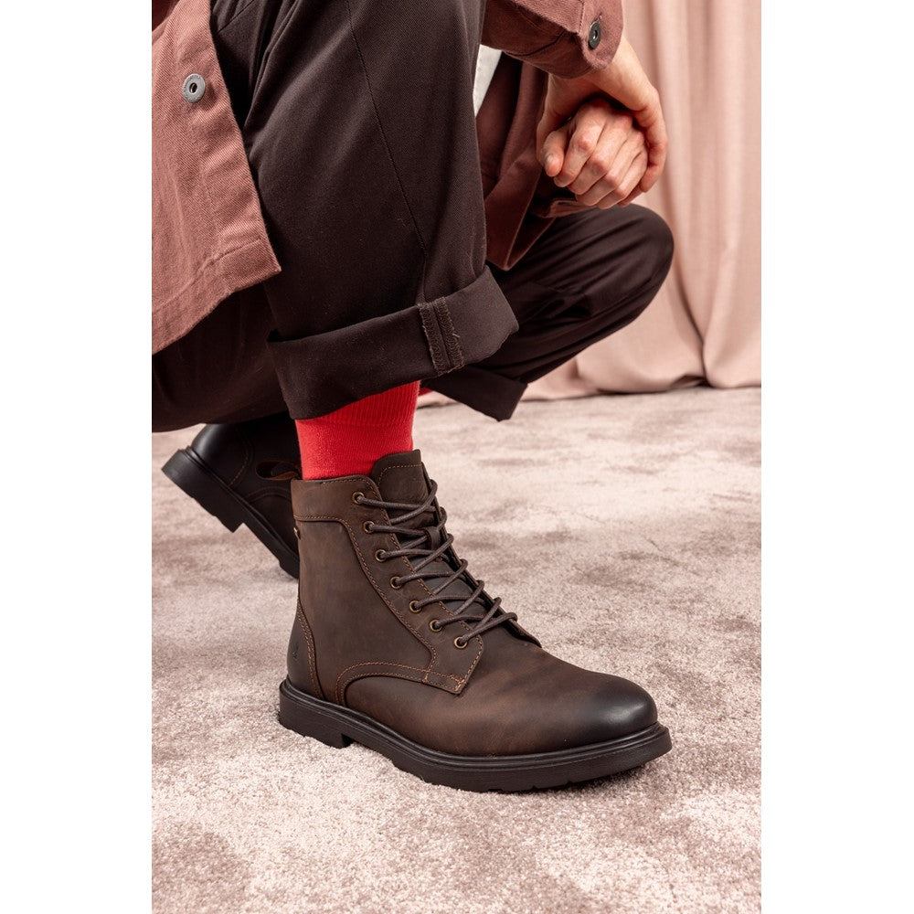 Mens Boots Brown Hush Puppies Porter Lace Boot