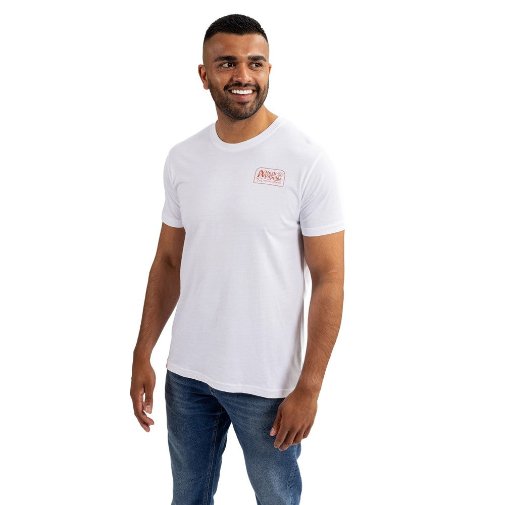 Tee Shirts White Hush Puppies Mens Retro Basset Tee