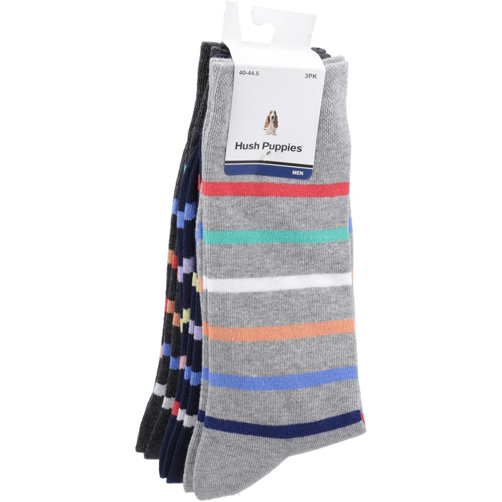 Socks Multicoloured  Hush Puppies MENS STRIPE 3 PK 6-11