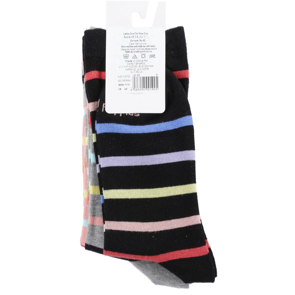 Socks Multicoloured Hush Puppies LADIES STRIPE 3PK 3-9