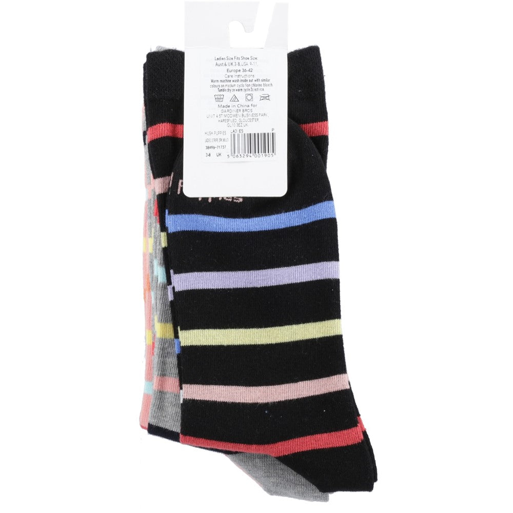 Socks Multicoloured Hush Puppies LADIES STRIPE 3PK 3-9