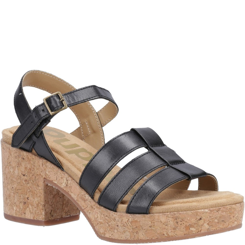 Ladies Heeled Sandals Black Hush Puppies Poppy Fisherman Sandal