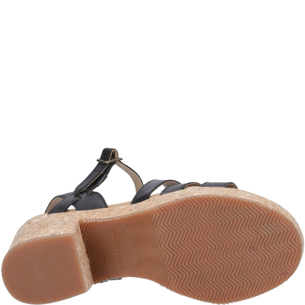Ladies Heeled Sandals Black Hush Puppies Poppy Fisherman Sandal