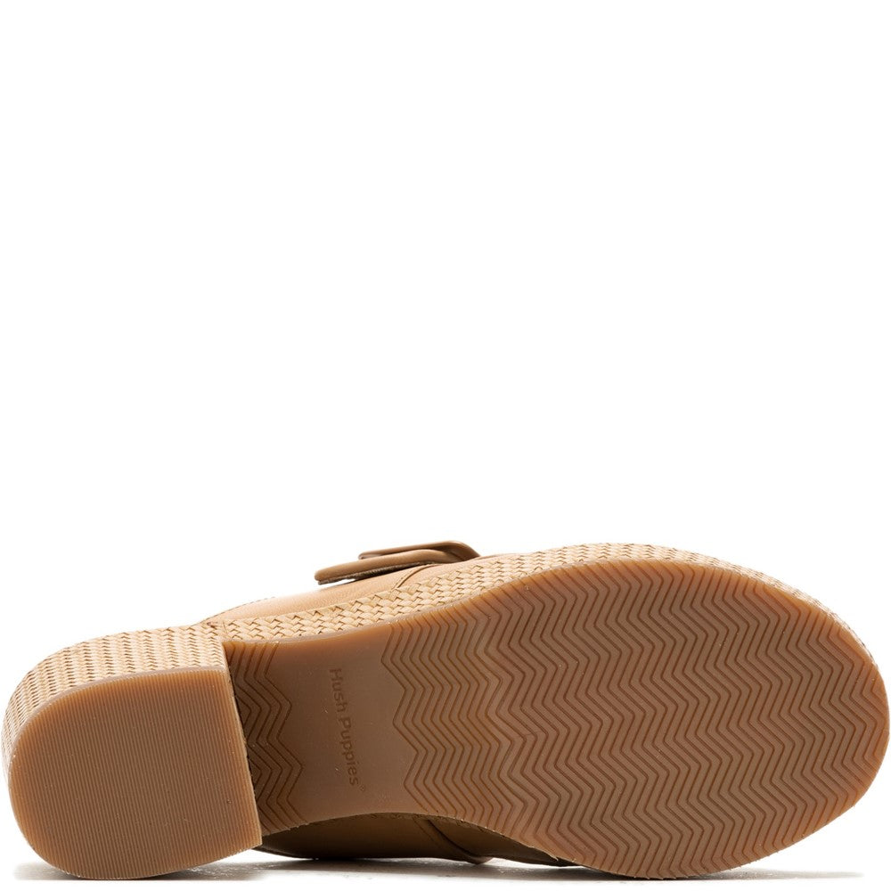 Ladies Heeled Sandals Tan Hush Puppies Poppy Buckle Slide