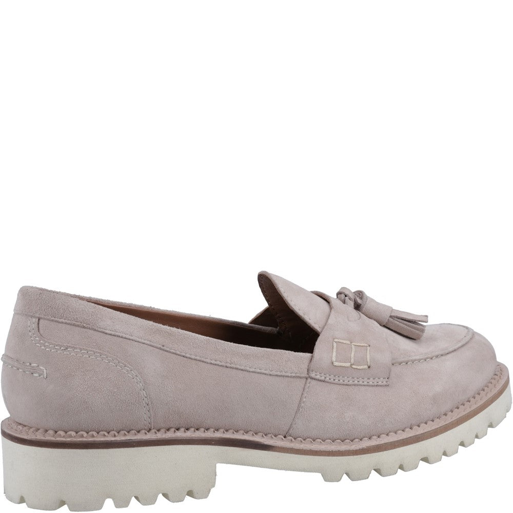 Slip On Ladies Shoes Taupe Hush Puppies Ginny Suede Loafer
