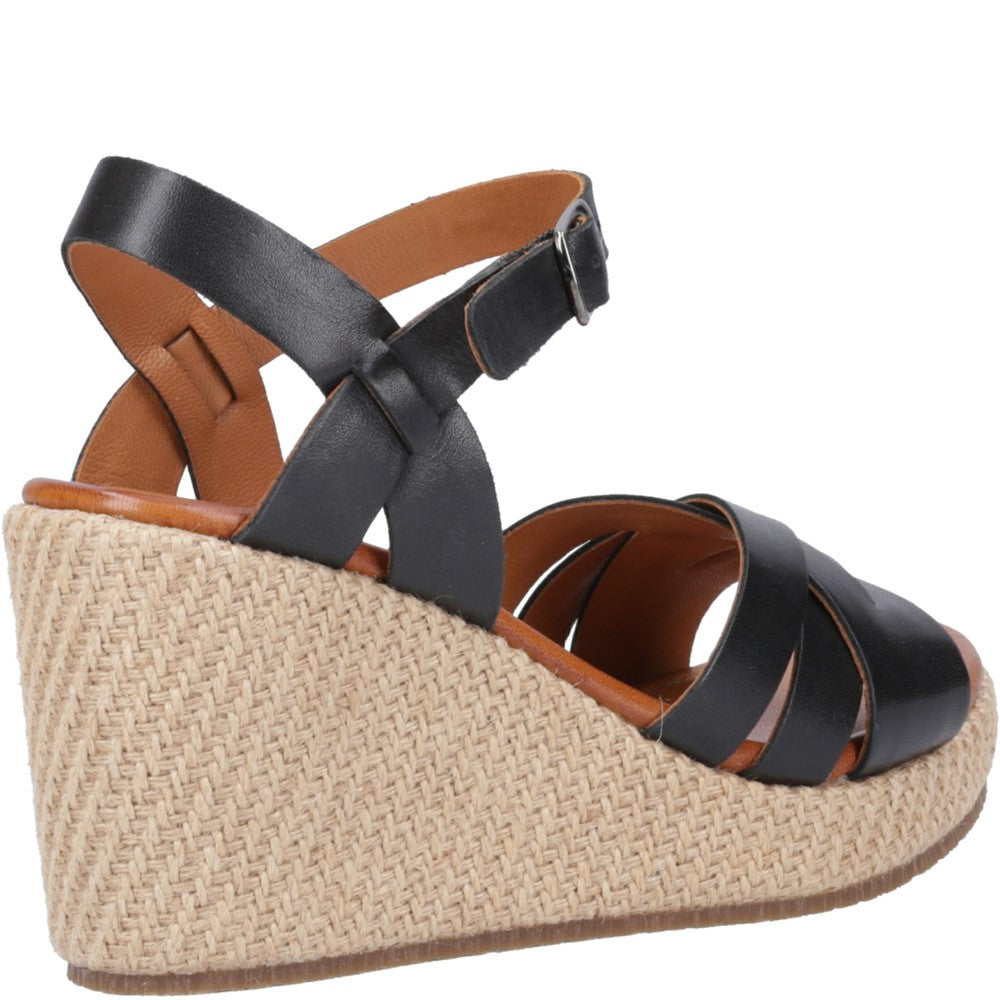 Ladies Heeled Sandals Black Hush Puppies Phoebe Wedge Sandal