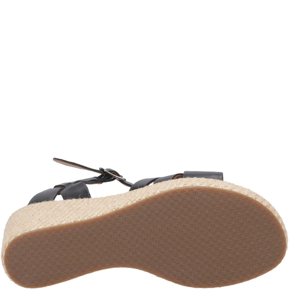 Ladies Heeled Sandals Black Hush Puppies Phoebe Wedge Sandal