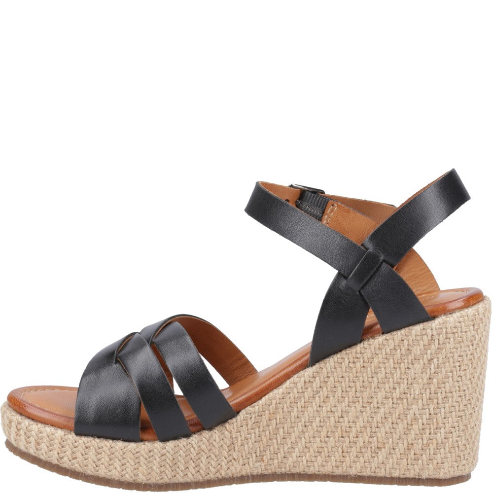 Ladies Heeled Sandals Black Hush Puppies Phoebe Wedge Sandal