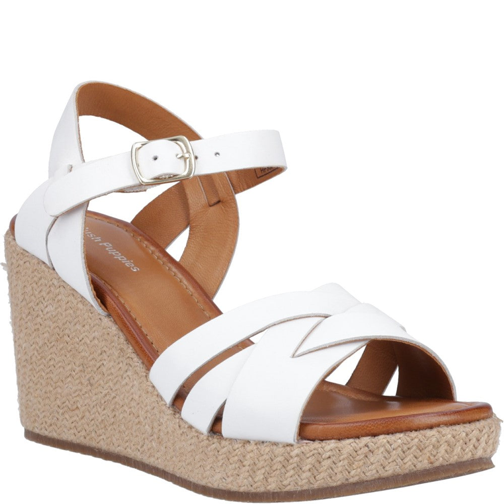 Ladies Heeled Sandals White Hush Puppies Phoebe Wedge Sandal