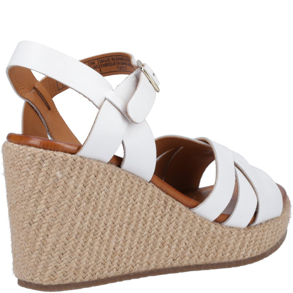 Ladies Heeled Sandals White Hush Puppies Phoebe Wedge Sandal