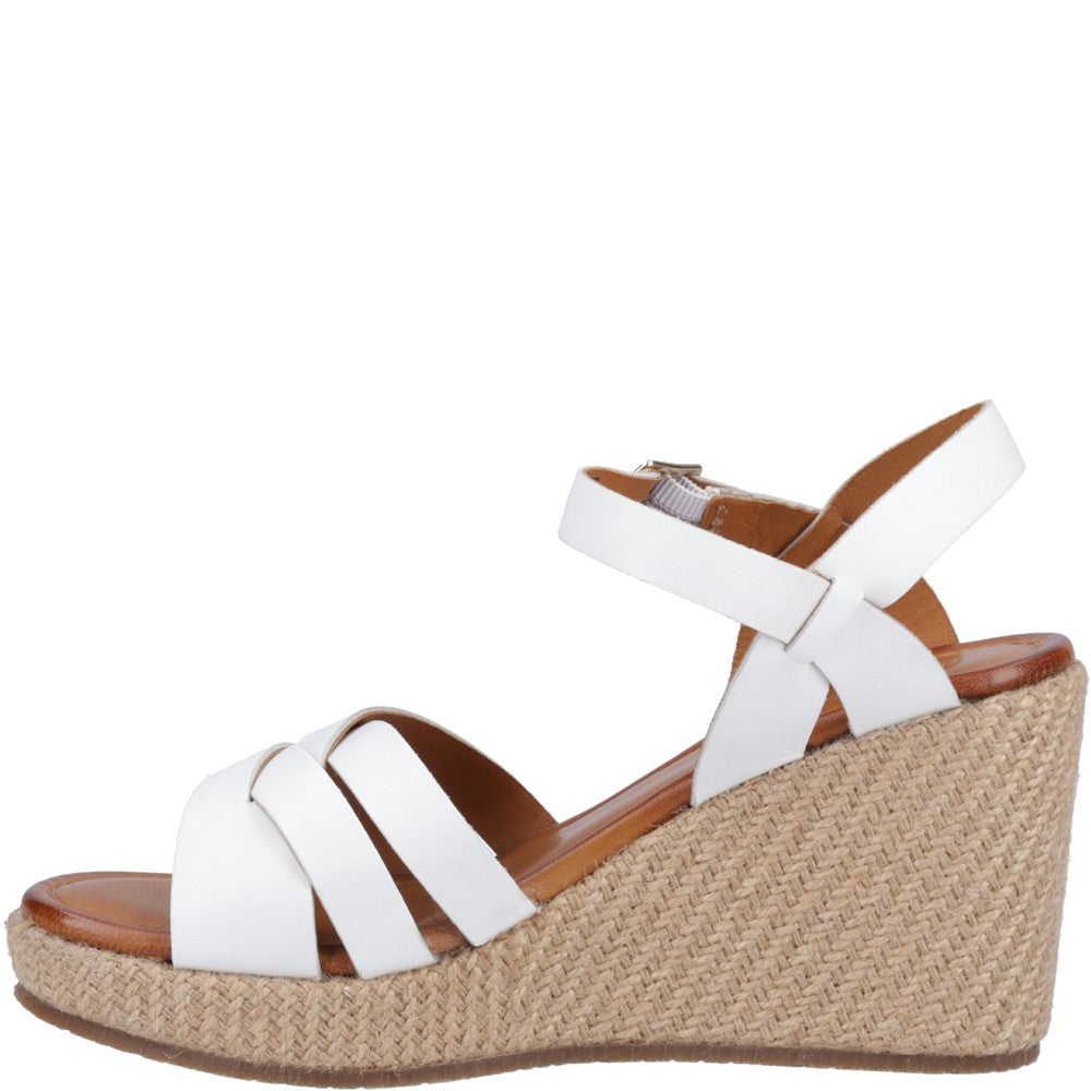 Ladies Heeled Sandals White Hush Puppies Phoebe Wedge Sandal
