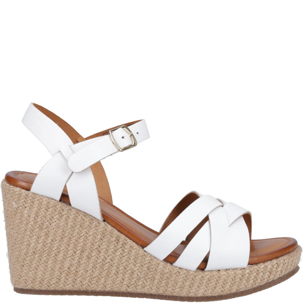 Ladies Heeled Sandals White Hush Puppies Phoebe Wedge Sandal