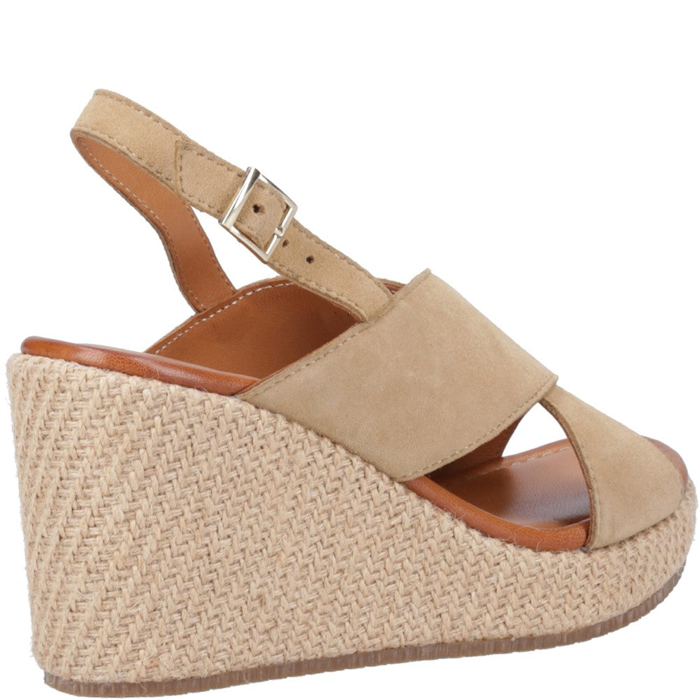 Ladies Heeled Sandals Taupe Hush Puppies Perrie Wedge Sandal