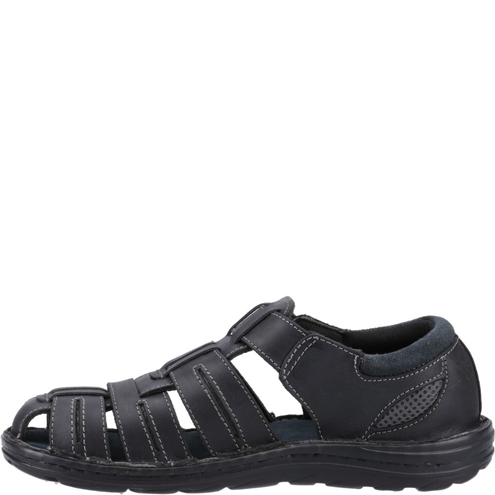Sandal Mens Summer Black Hush Puppies Albert Fisherman Sandal
