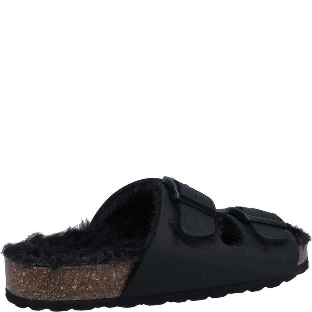 Classic Ladies Slippers Black Hush Puppies Jessie Mule Slipper