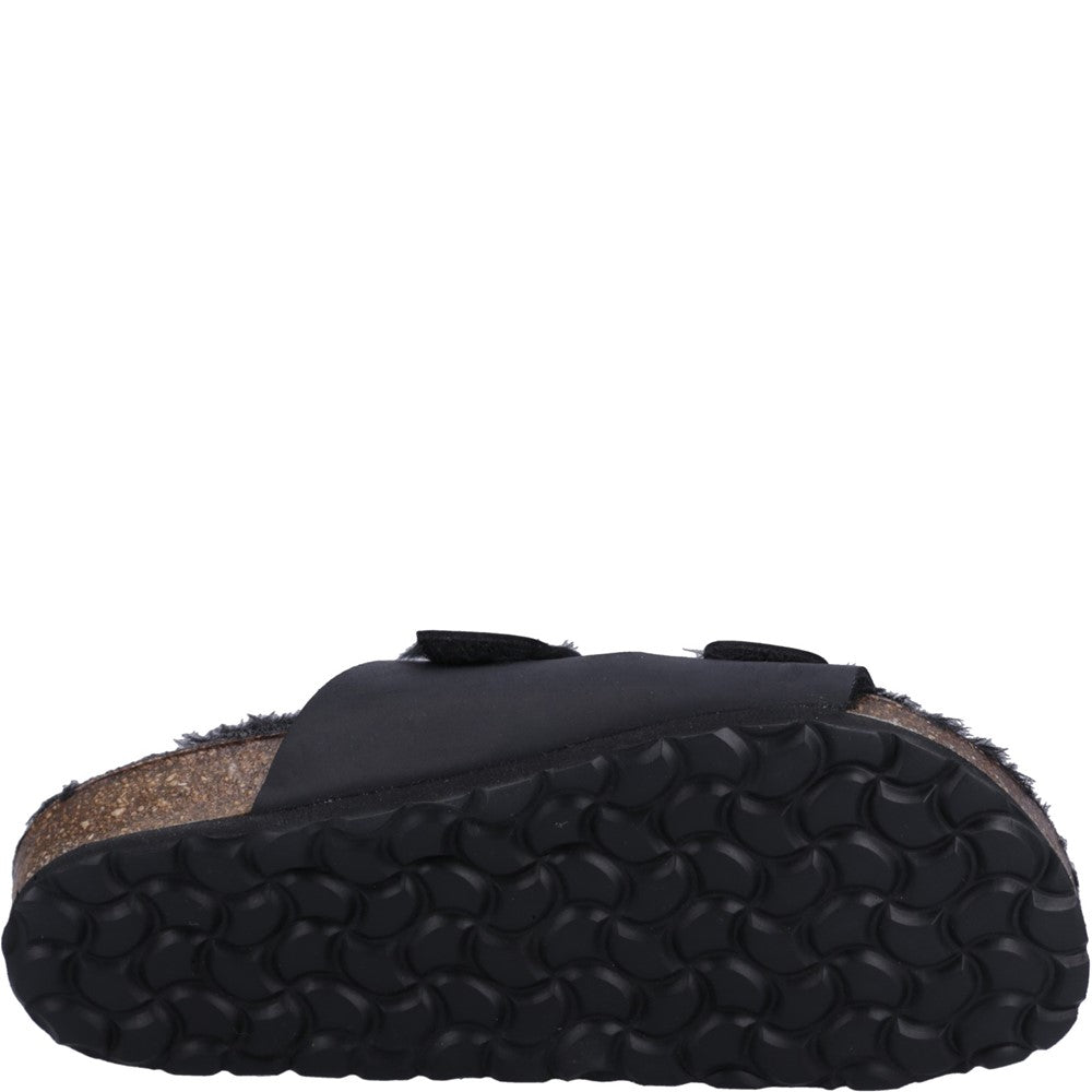 Classic Ladies Slippers Black Hush Puppies Jessie Mule Slipper