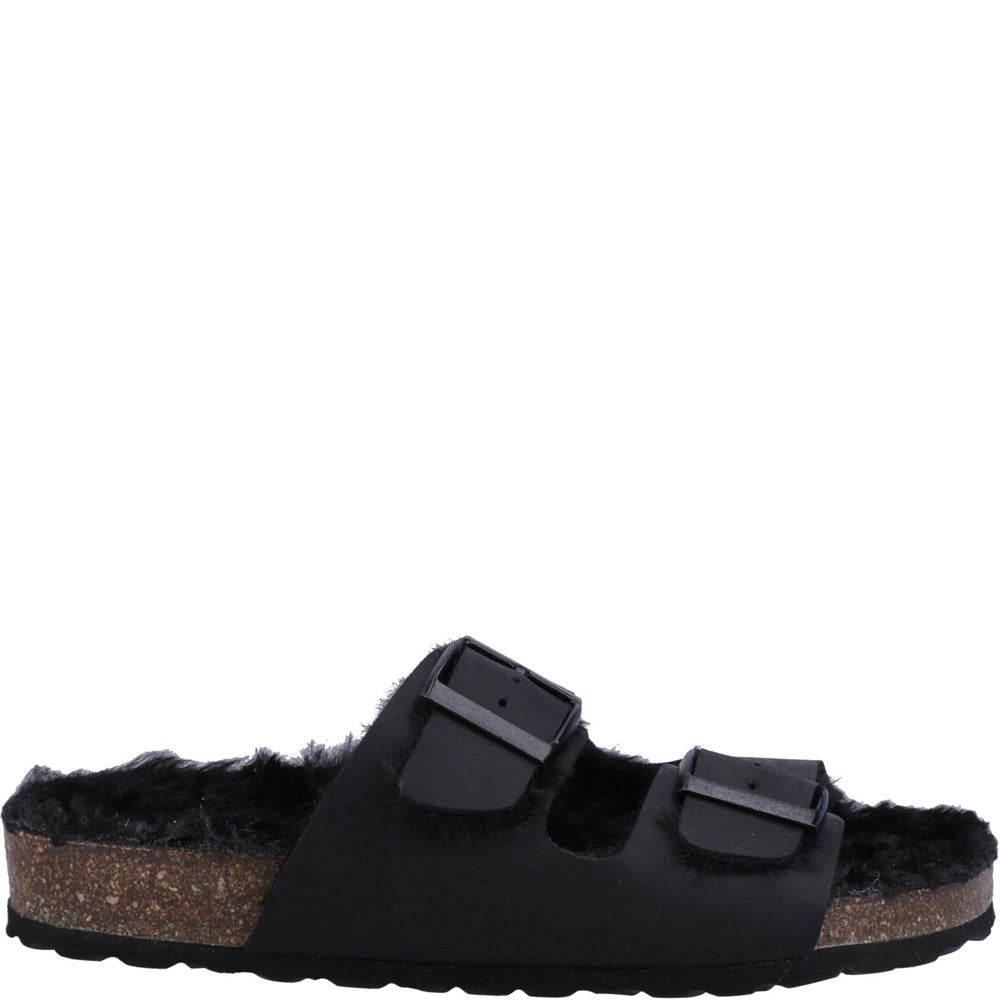 Classic Ladies Slippers Black Hush Puppies Jessie Mule Slipper