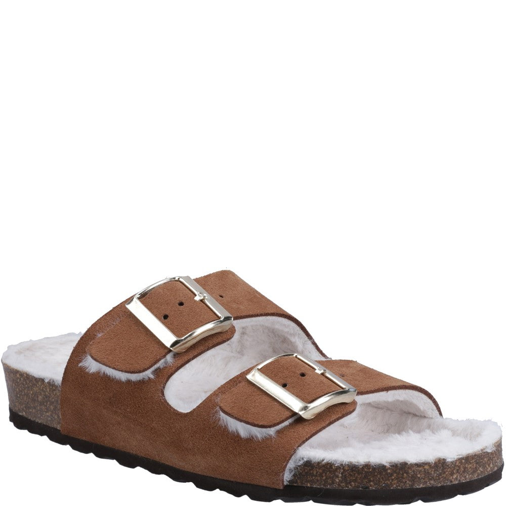 Classic Ladies Slippers Tan Hush Puppies Jessie Mule Slipper
