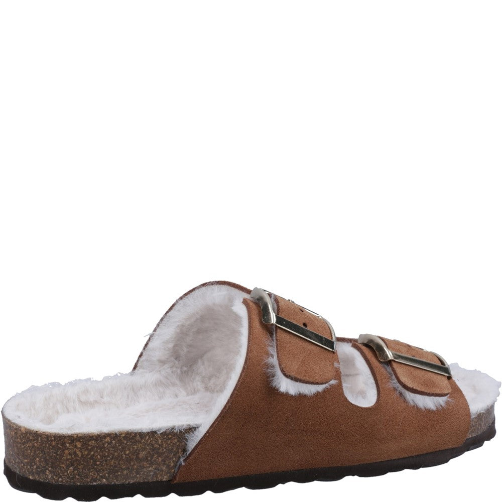 Classic Ladies Slippers Tan Hush Puppies Jessie Mule Slipper