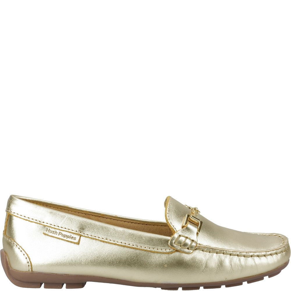 Slip On Ladies Shoes Gold Hush Puppies Eleanor Loafer
