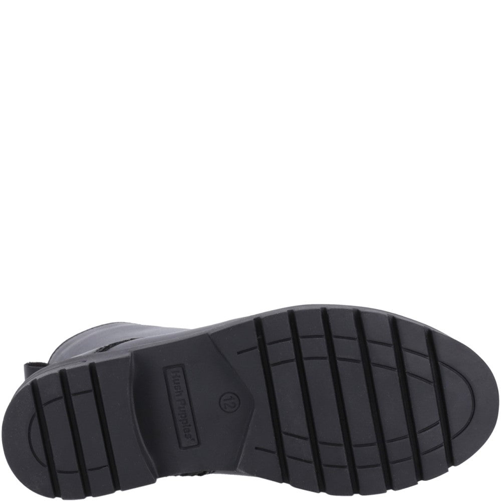 Girls BTS FLFR Black Hush Puppies Lauren Senior Shoe