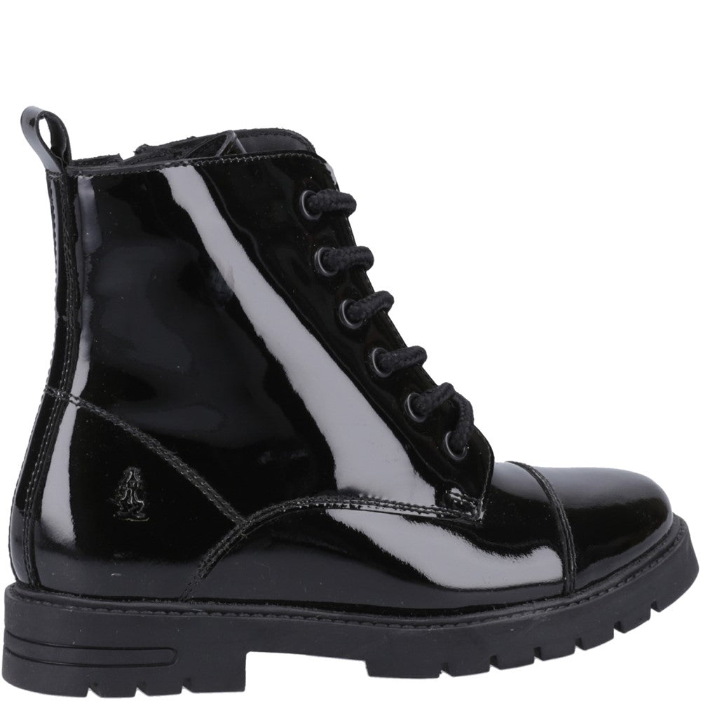 Girls BTS FLFR Black Hush Puppies Lauren Patent Senior Shoe