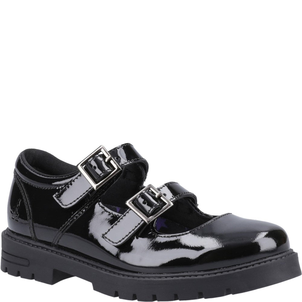 Girls BTS FLFR Black Hush Puppies Ella Patent Junior Shoe