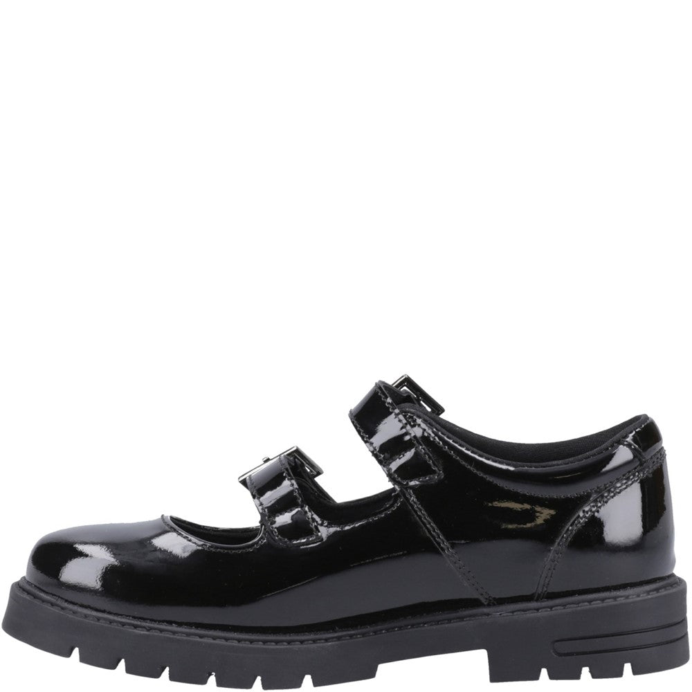 Girls BTS FLFR Black Hush Puppies Ella Patent Junior Shoe