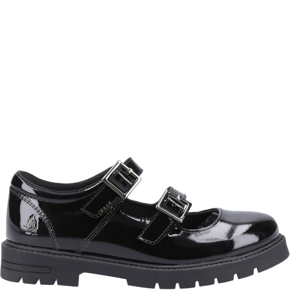 Girls BTS FLFR Black Hush Puppies Ella Patent Junior Shoe