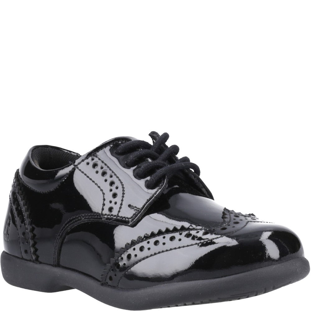 Girls BTS Black Hush Puppies Bridget Patent Junior Shoe