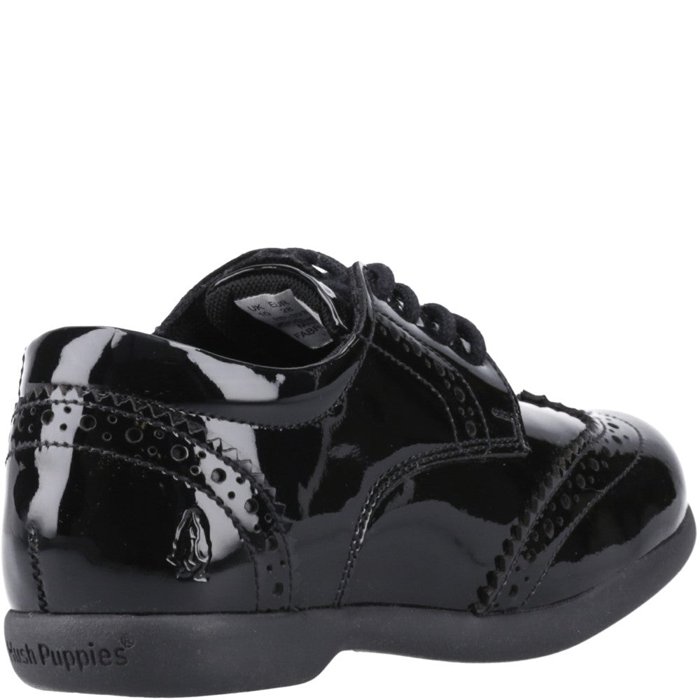 Girls BTS Black Hush Puppies Bridget Patent Junior Shoe