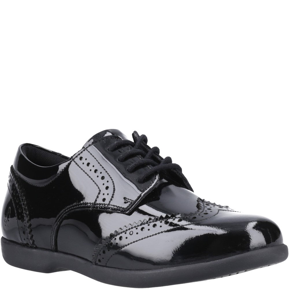 Girls BTS Black Hush Puppies Bridget Patent Senior Shoe