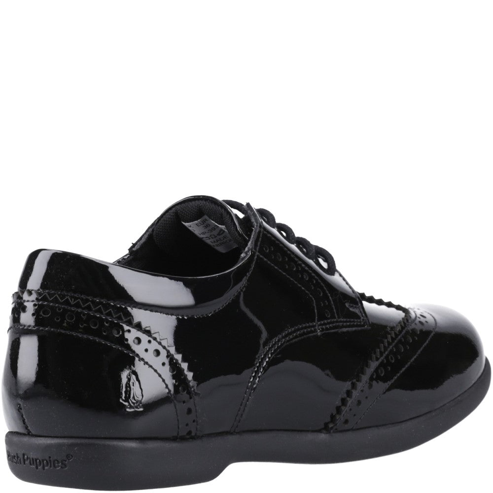 Girls BTS Black Hush Puppies Bridget Patent Senior Shoe