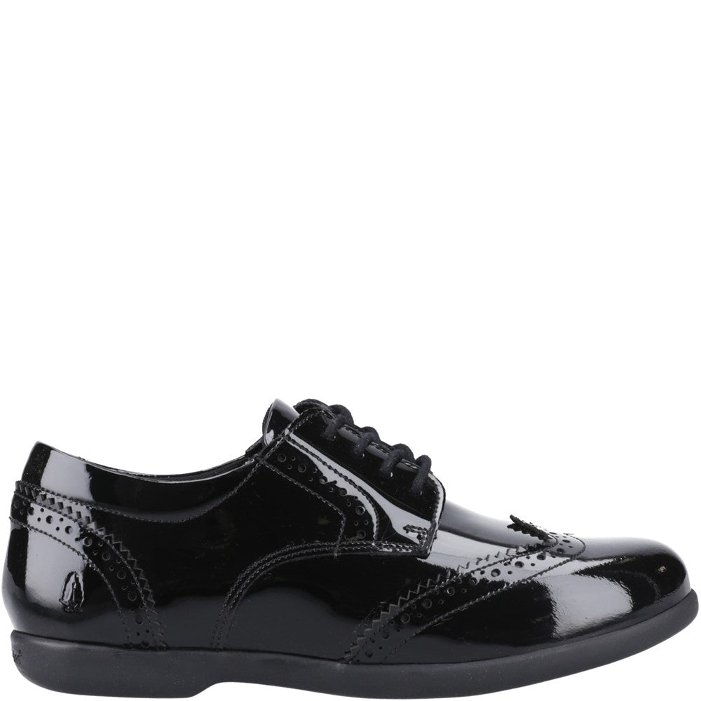 Girls BTS Black Hush Puppies Bridget Patent Senior Shoe