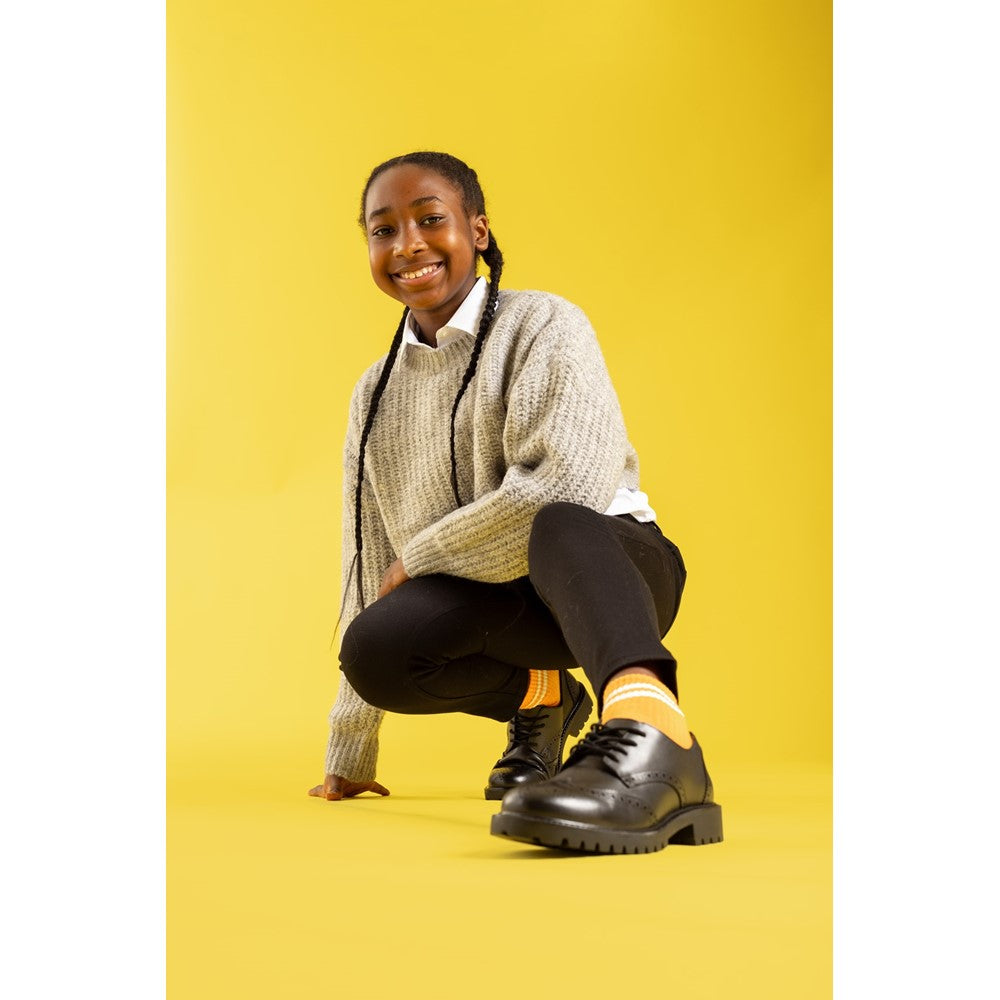 Girls BTS Black Hush Puppies Athena Senior Shoe