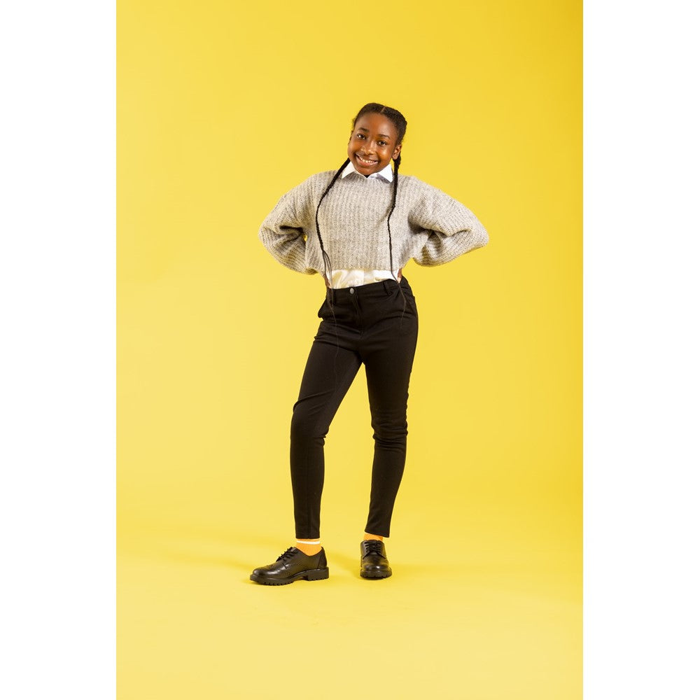 Girls BTS Black Hush Puppies Athena Senior Shoe
