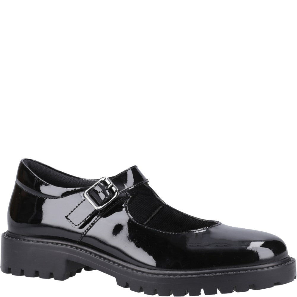 Girls BTS Patent Black Hush Puppies Aurora Patent Senior Shoe