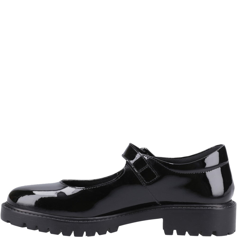 Girls BTS Patent Black Hush Puppies Aurora Patent Senior Shoe