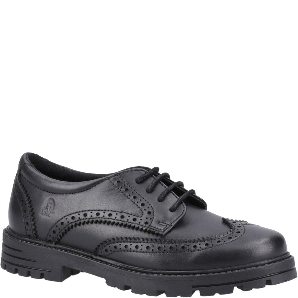 Girls BTS Black Brogue Hush Puppies Maxine Senior Shoe