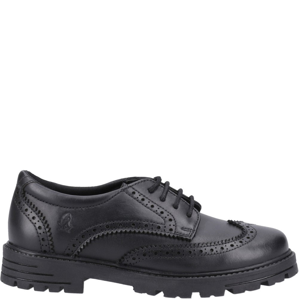Girls BTS Black Brogue Hush Puppies Maxine Senior Shoe
